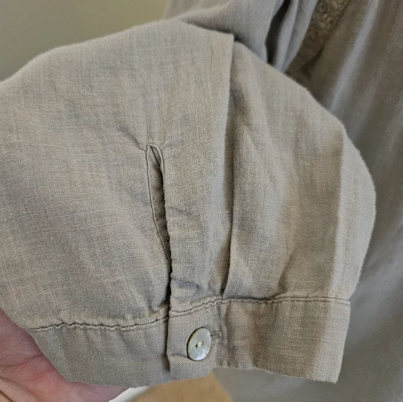 J. Jill Taupe Shirt with Lace Trim Women's Size Large L - Picture 7 of 13